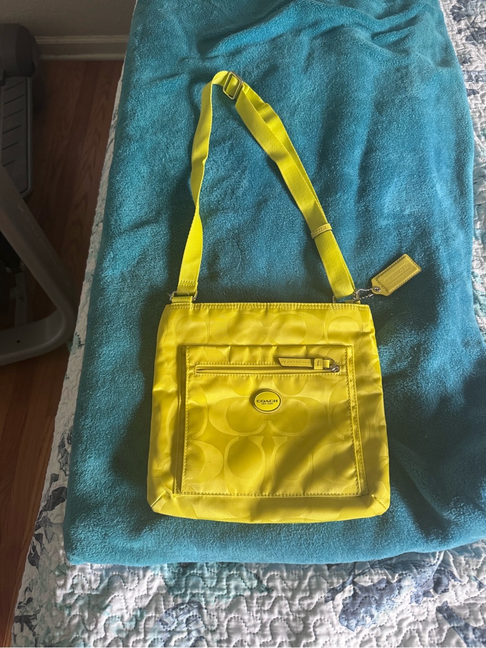 Coach Yellow Signature Nylon Crossbody Bag